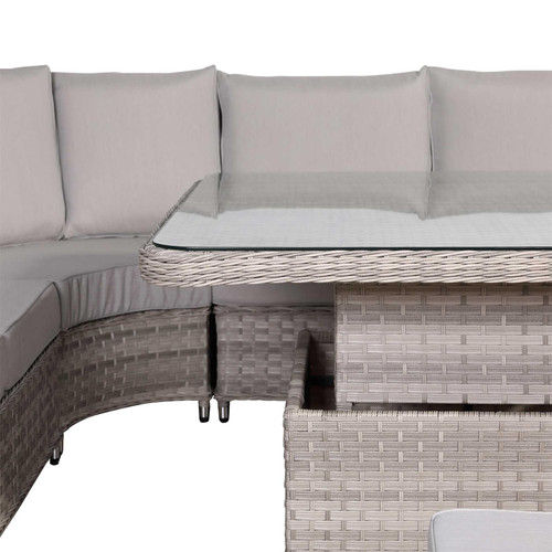 Outdoor Rattan Corner Sofa Set with Rising Dining Table
