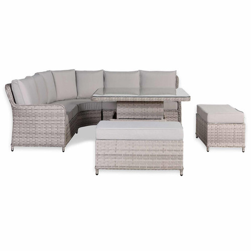 Outdoor Rattan Corner Sofa Set with Rising Dining Table