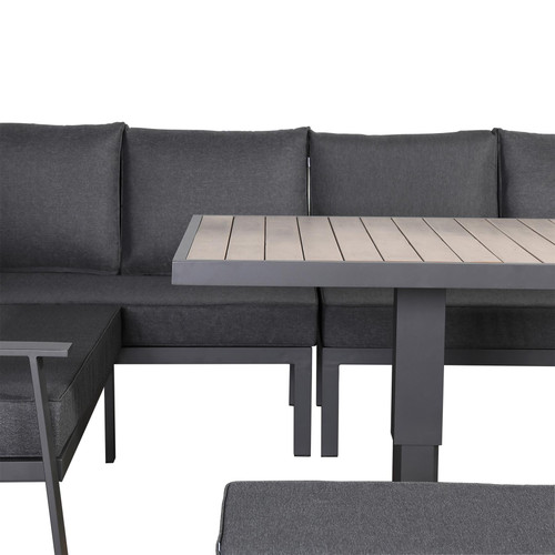 Outdoor Aluminium Corner Sofa Set with Rising Dining Table Left Hand Facing