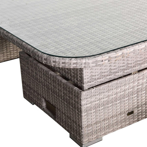 Outdoor Rattan Round Corner Sofa Set with Rising Table