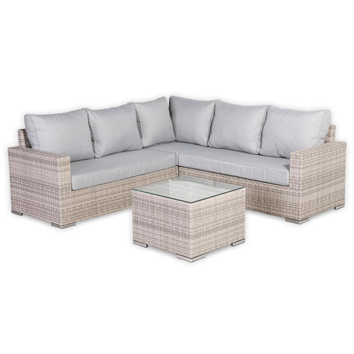 Outdoor L-Shaped Patio Sofa Set with Cushions & Table