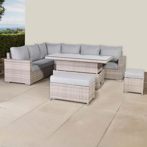 Outdoor Corner Sofa Set with Adjustable Rising Table