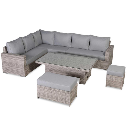 Outdoor Corner Sofa Set with Adjustable Rising Table