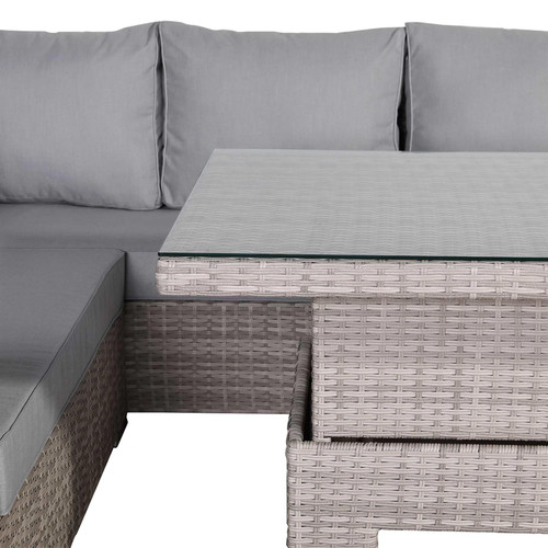 Outdoor Corner Sofa Set with Adjustable Rising Table