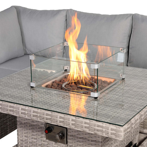Outdoor Corner Sofa Set with Fire Pit Rising Dining Table