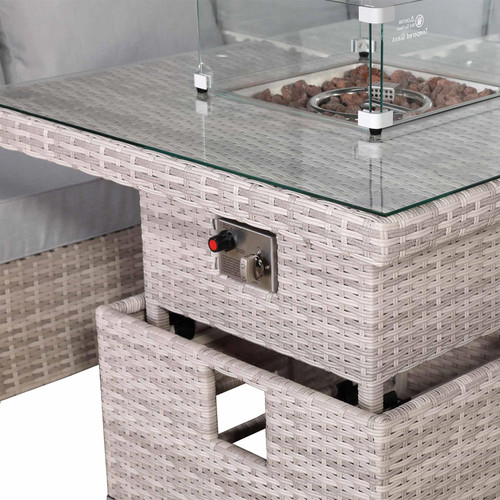 Outdoor Corner Sofa Set with Fire Pit Rising Dining Table