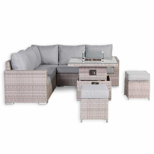 Outdoor Corner Sofa Set with Fire Pit Rising Dining Table