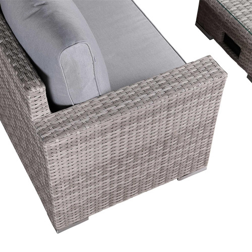 Outdoor Rattan Corner Sofa Set with Rising Table & Cushions