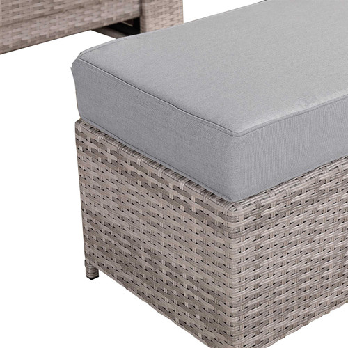 Outdoor Rattan Corner Sofa Set with Rising Table & Cushions