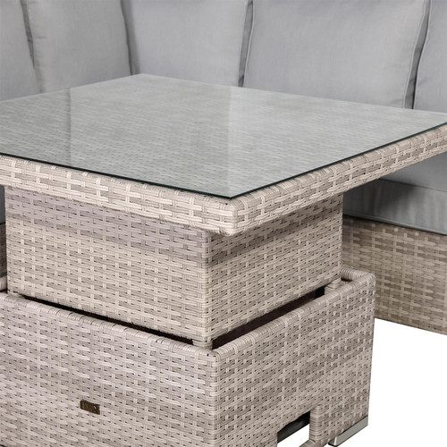 Outdoor Rattan Corner Sofa Set with Rising Table & Footstool