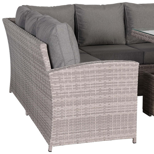 Outdoor Rattan Corner Sofa Set with Rising Dining Table