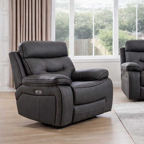 Renzo Grey Recliner Sofa Suite 3 Seater + 2 Armchairs Electric USB