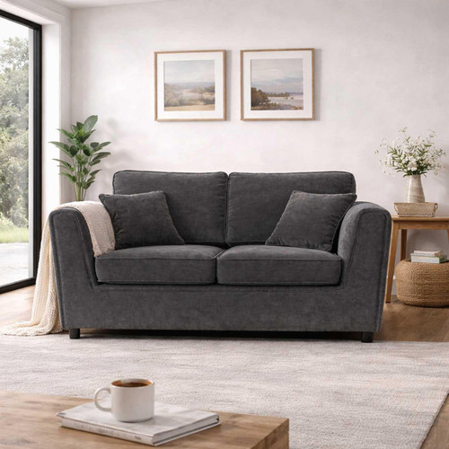 Ascott Sofa Set 3 + 2 Seater Chenille Fabric Beige or Charcoal
