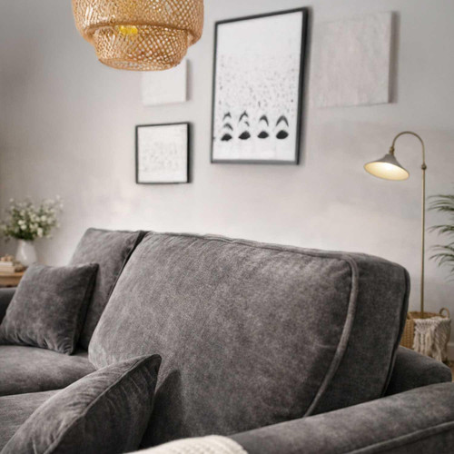 Ascott Sofa Set 3 + 2 Seater Chenille Fabric Beige or Charcoal