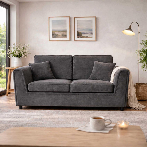 Ascott Sofa Set 3 + 2 Seater Chenille Fabric Beige or Charcoal