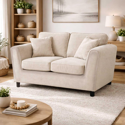 Ascott Sofa Set 3 + 2 Seater Chenille Fabric Beige or Charcoal