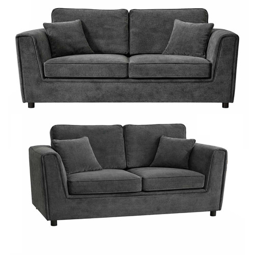Ascott Sofa Set 3 + 2 Seater Chenille Fabric Beige or Charcoal