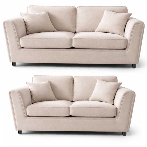 Ascot fabric chenille high quality high back 3 and 2 beige cream sofa suite set
