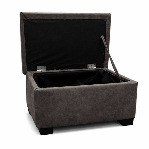 Oakland Charcoal or Tan Leather Look Footstool