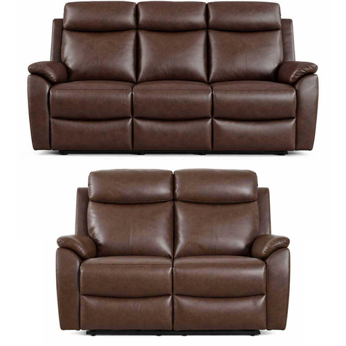 Ferndale Sofa Suite 3 + 2 Recliner Brown Leatheraire