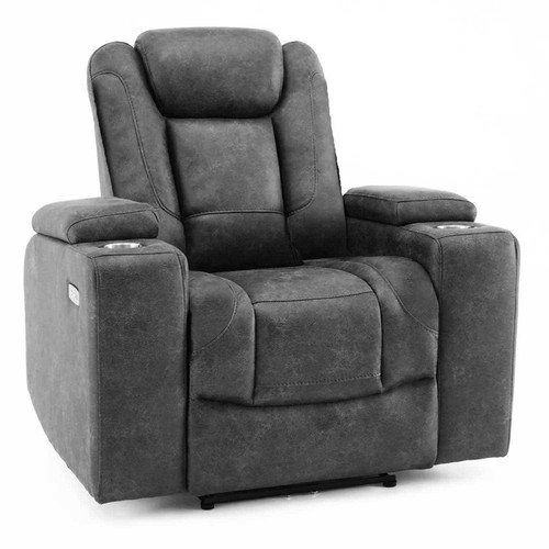 Juniper Electric Reclining Armchair With USB Cup Holders Brown or Grey