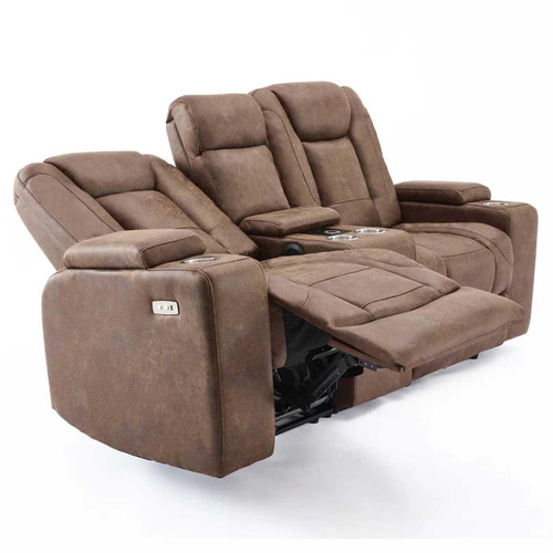 Juniper Electric Recliner 2 Seater With USB Cup Holders Brown or Grey