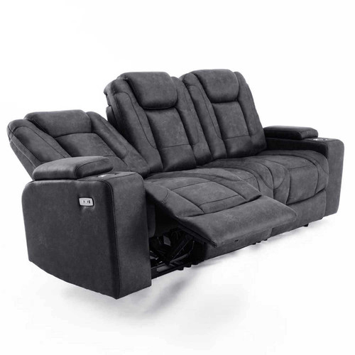 Juniper Electric Recliner 3 Seater With USB Cup Holders Brown or Grey