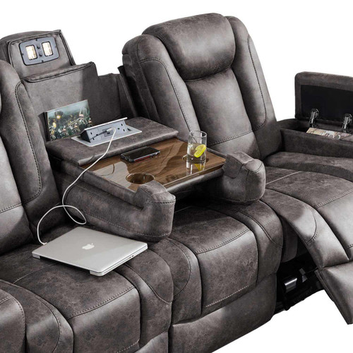 Juniper Electric Recliner 3 Seater With USB Cup Holders Brown or Grey