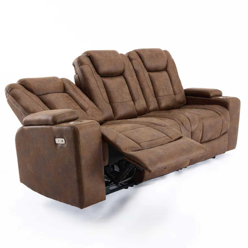 Juniper Electric Recliner 3 + 2 Sofa Suite USB Cup Holders Brown or Grey