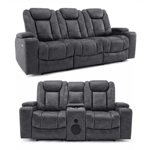 Juniper Electric Recliner 3 + 2 Sofa Suite USB Cup Holders Brown or Grey