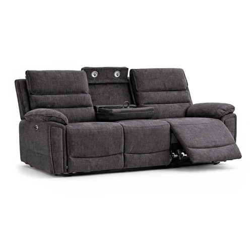 Sicily Grey Chenille Fabric 3 Seater Sofa Electric Recliner