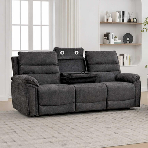 Sicily Grey Chenille Fabric 3 + 2 Electric Reclining Sofa Suite