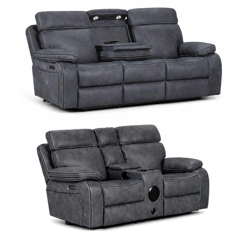 Tokyo 3 + 2 Sofa Suite Grey Electric Power Recliners
