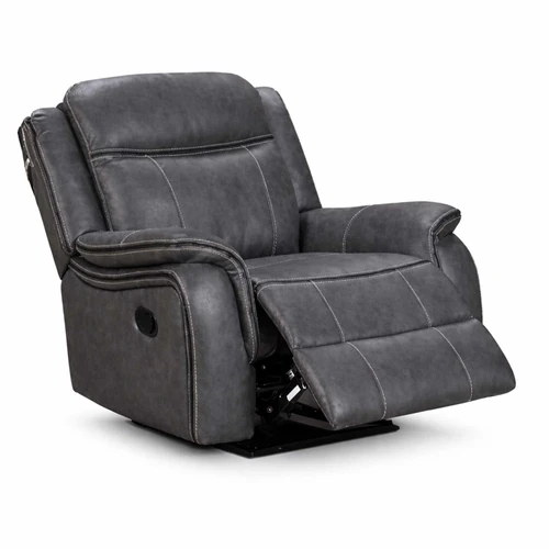 Tara Grey Leather Look Manual Reclining Armchair