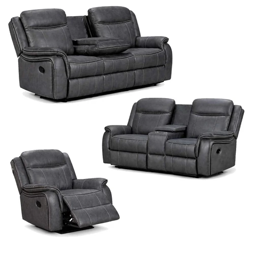 Tara Grey Leather Look Manual Reclining 3 + 2 + 1