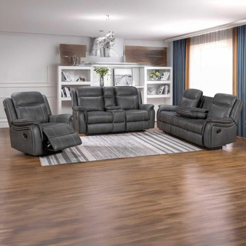 Tara Grey Leather Look Manual Reclining 3 + 2 + 1