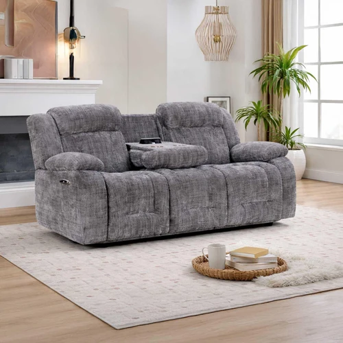 Unico Grey Fabric Electric 3 Piece Recliners 3 + 1 + 1