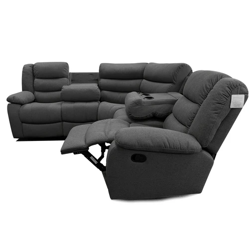 Manhattan Reclining 5 Seater Corner Sofa Charcoal