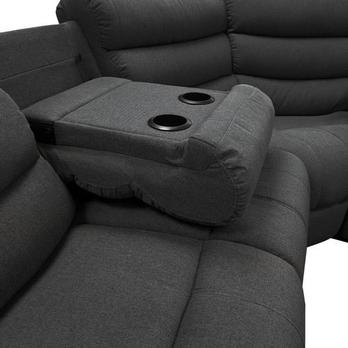 Manhattan Reclining 5 Seater Corner Sofa Charcoal