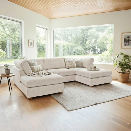 Kenzo U-Shaped 4-5 Seater Chenille Fabric Sofa