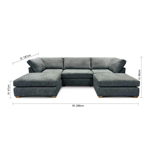 Kenzo U-Shaped 4-5 Seater Chenille Fabric Sofa