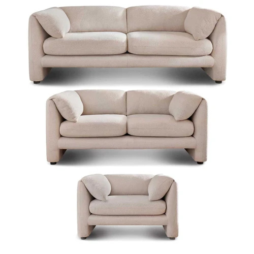 Chester Cream Boucle Fabric 3 + 2 + 1 - 3 Piece Sofa Suite