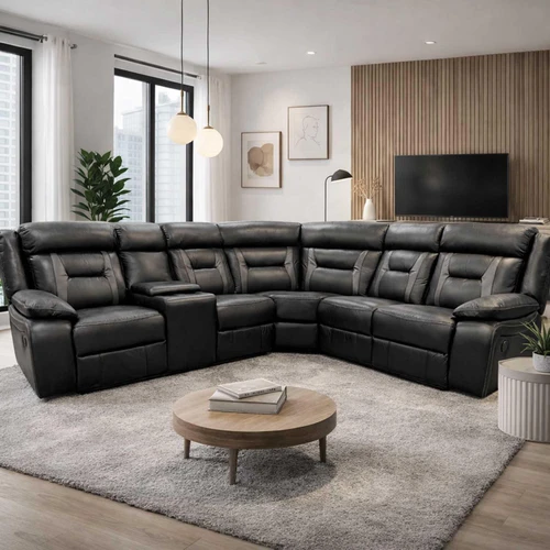 Nova Black L Shaped Electric Reclining Corner Sofa