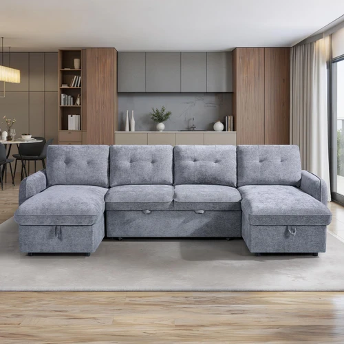 Seattle U Shaped Fabric Corner Sofa Bed