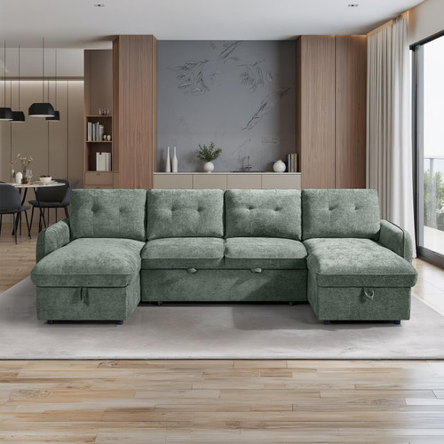 Seattle U Shaped Fabric Corner Sofa Bed