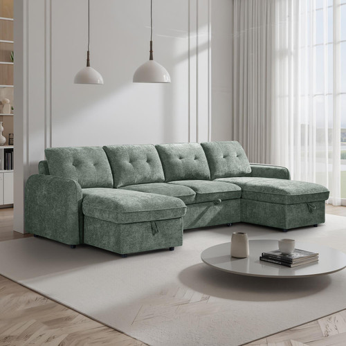 Seattle U Shaped Fabric Corner Sofa Bed
