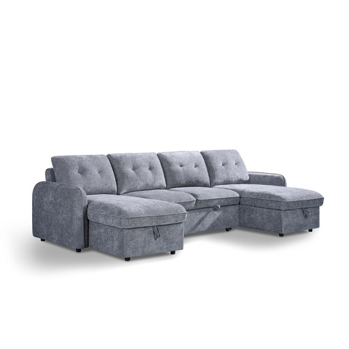 Seattle U Shaped Fabric Corner Sofa Bed