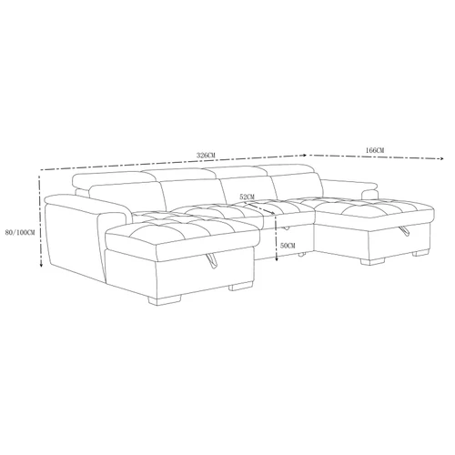 Alora Fabric U-Shaped Sofa with Storage & Headrests