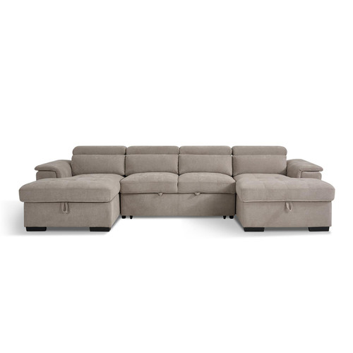 Alora Fabric U-Shaped Sofa with Storage & Headrests