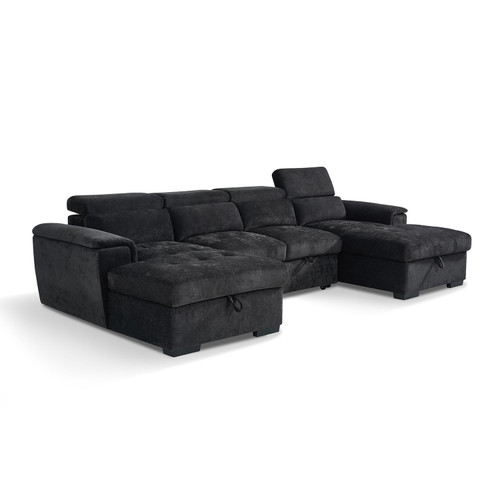 Alora Fabric U-Shaped Sofa with Storage & Headrests